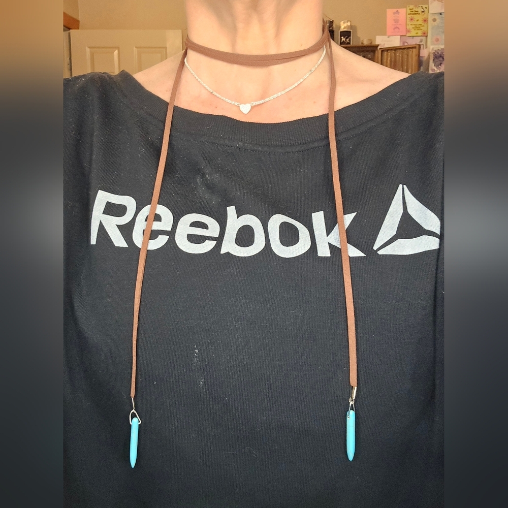 NEW! Leather a string Necklace with Turquoise Tips